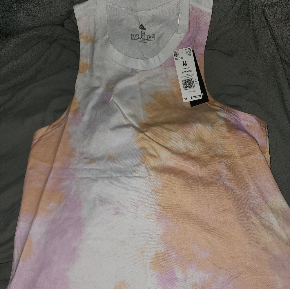 Adidas Women's Medium Acid Orange/Clear Lilac Tie Dye Multi Sport Tank Top